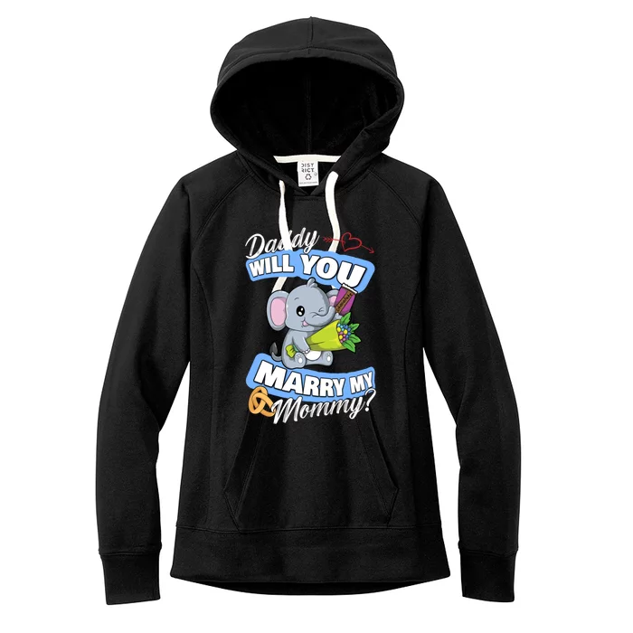 Cute Elephant Wedding Offer Daddy Will You Marry My Mommy Meaningful Gift Women's Fleece Hoodie