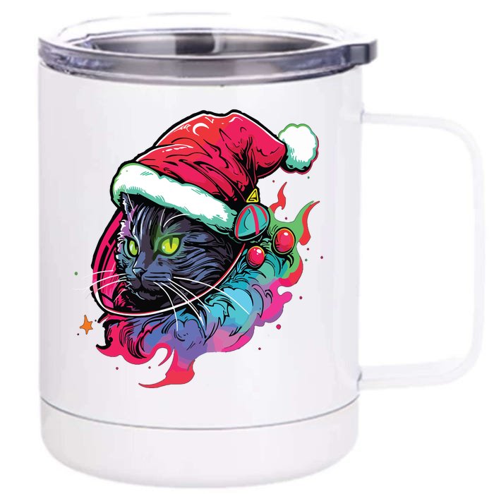 Cat Edm Winter Festival Cute Christmas Party Front & Back 12oz Stainless Steel Tumbler Cup