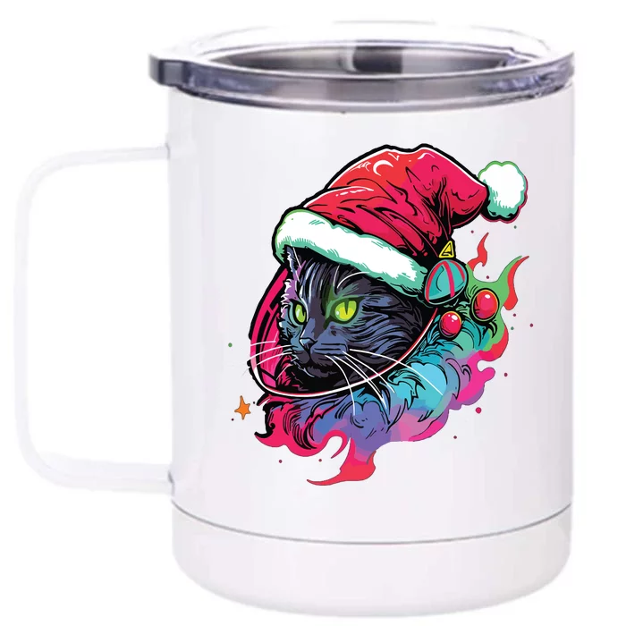 Cat Edm Winter Festival Cute Christmas Party Front & Back 12oz Stainless Steel Tumbler Cup