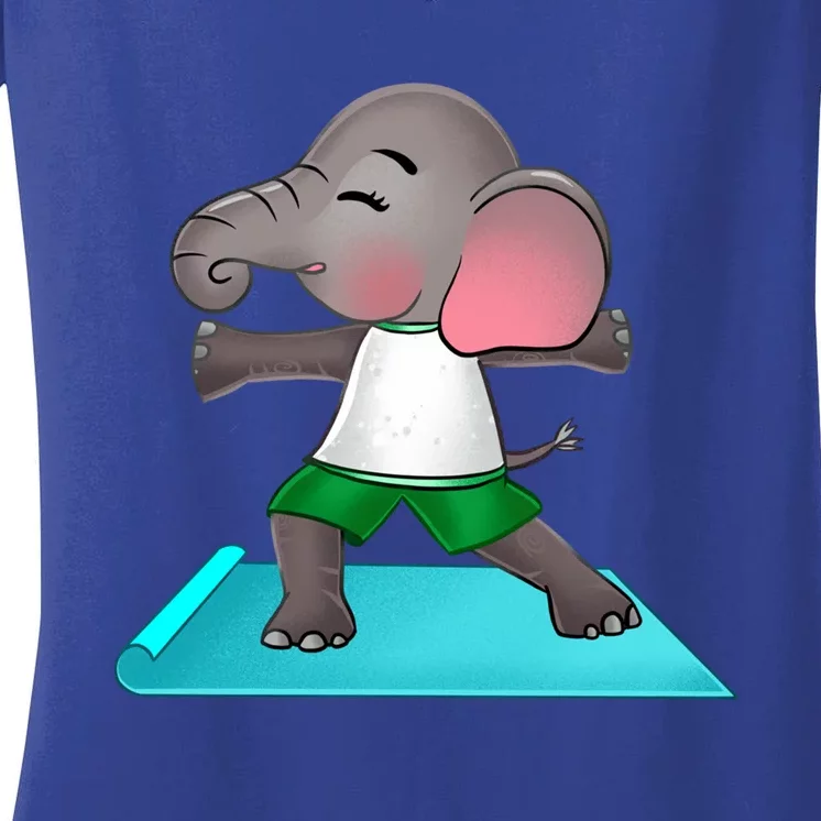 Cute Elephant Yoga Lover Spiritual Meditation Yogi Elephant Cool Gift Women's V-Neck T-Shirt