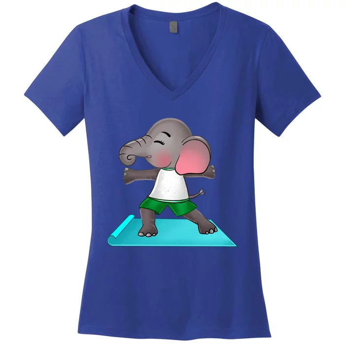 Cute Elephant Yoga Lover Spiritual Meditation Yogi Elephant Cool Gift Women's V-Neck T-Shirt