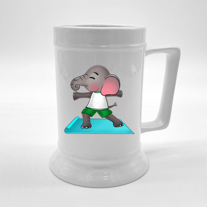 Cute Elephant Yoga Lover Spiritual Meditation Yogi Elephant Cool Gift Front & Back Beer Stein