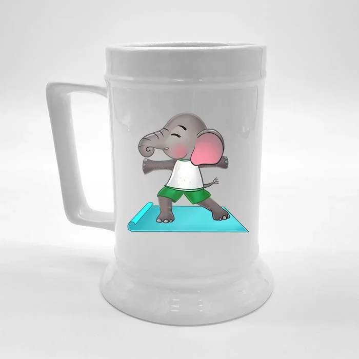 Cute Elephant Yoga Lover Spiritual Meditation Yogi Elephant Cool Gift Front & Back Beer Stein