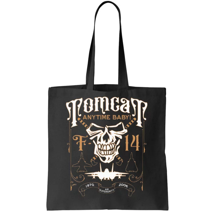 Classic F 14 Tomcat Military Fighter Jet Skull Tote Bag