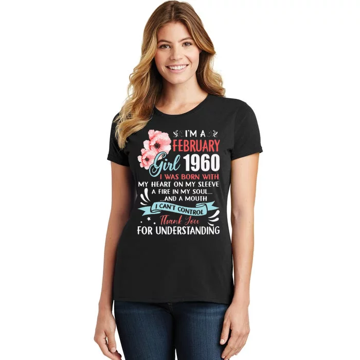 Cute February 1960 63rd Birthday Gift 63 Years Old Women's T-Shirt