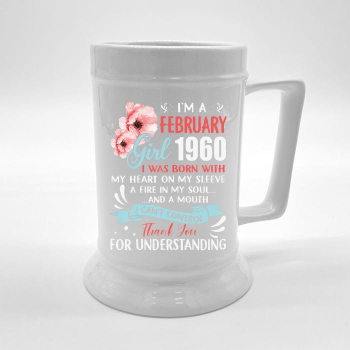 Cute February 1960 63rd Birthday Gift 63 Years Old Front & Back Beer Stein