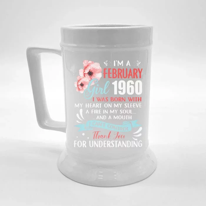 Cute February 1960 63rd Birthday Gift 63 Years Old Front & Back Beer Stein