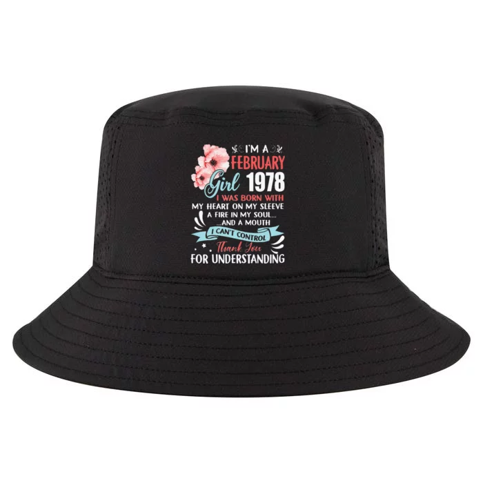 Cute February 1978 45th Birthday Gift 45 Years Old Cool Comfort Performance Bucket Hat