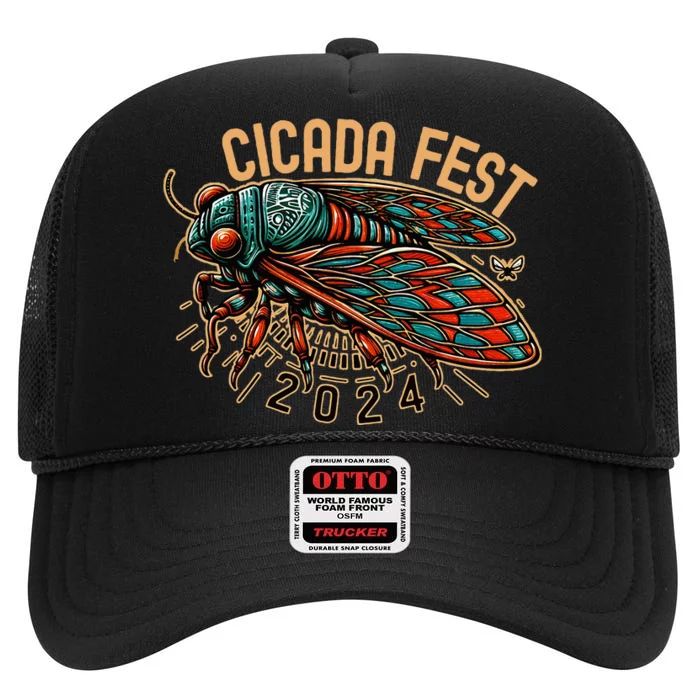 Cicada Fest 2024 High Crown Mesh Trucker Hat