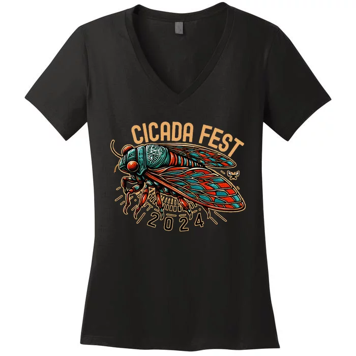 Cicada Fest 2024 Women's V-Neck T-Shirt