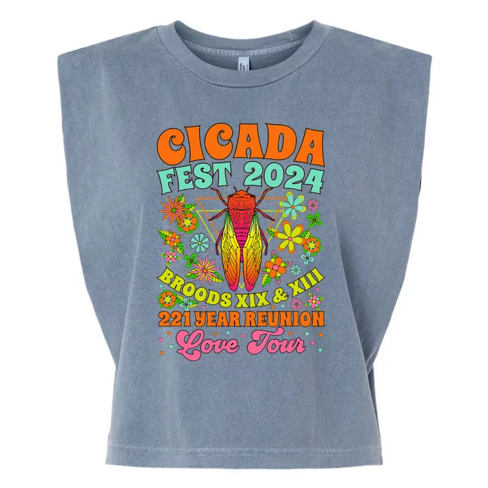 Cicada Fest 2024 Reunion Invasion Brood Xiii Xix Garment-Dyed Women's Muscle Tee