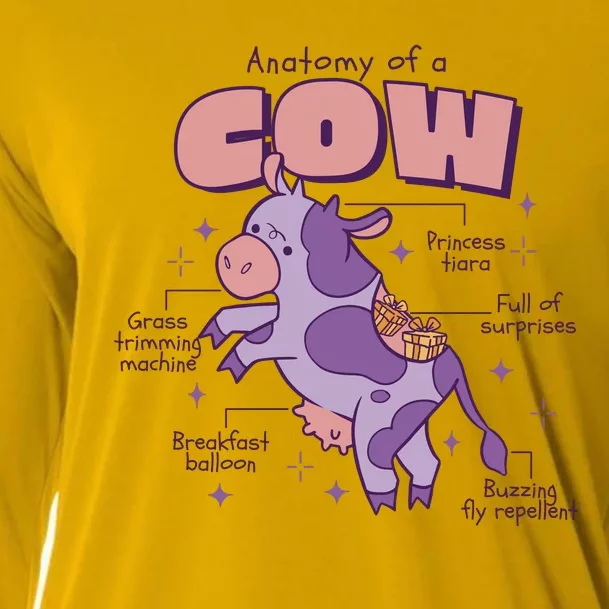 Cow Funny Anatomy Cooling Performance Long Sleeve Crew