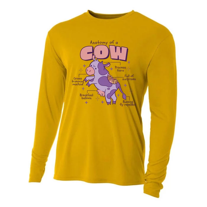 Cow Funny Anatomy Cooling Performance Long Sleeve Crew