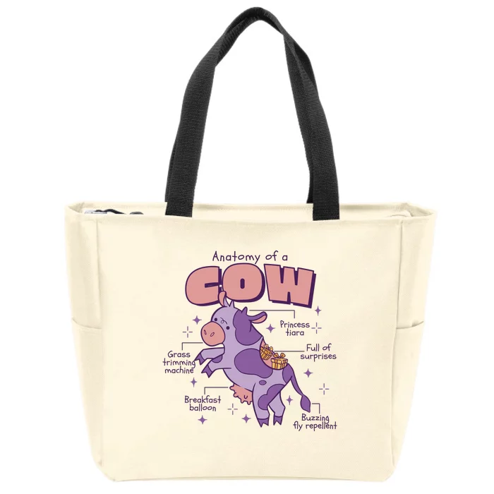 Cow Funny Anatomy Zip Tote Bag