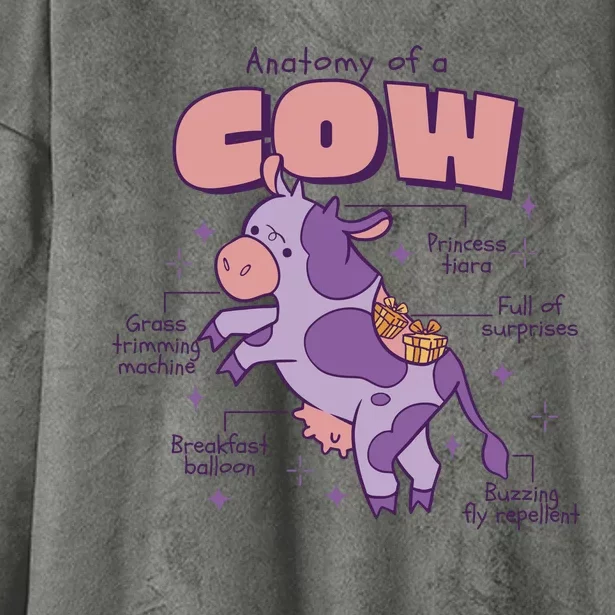 Cow Funny Anatomy Hooded Wearable Blanket