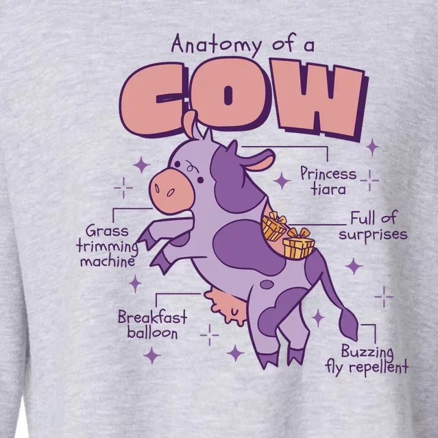 Cow Funny Anatomy Cropped Pullover Crew