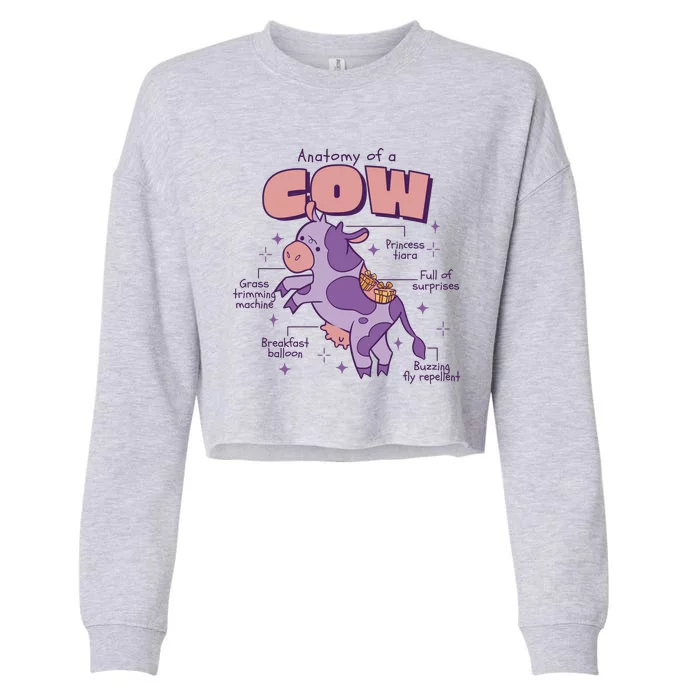 Cow Funny Anatomy Cropped Pullover Crew