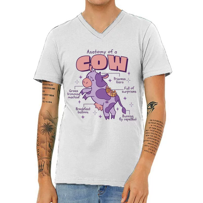 Cow Funny Anatomy V-Neck T-Shirt