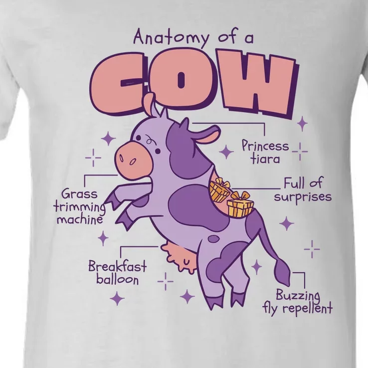 Cow Funny Anatomy V-Neck T-Shirt