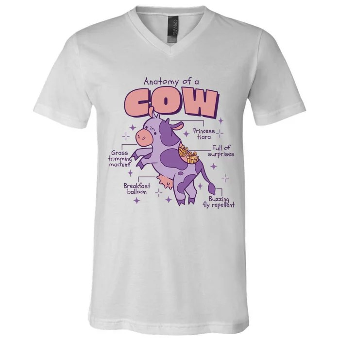 Cow Funny Anatomy V-Neck T-Shirt