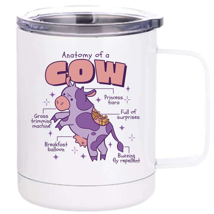 Cow Funny Anatomy Front & Back 12oz Stainless Steel Tumbler Cup