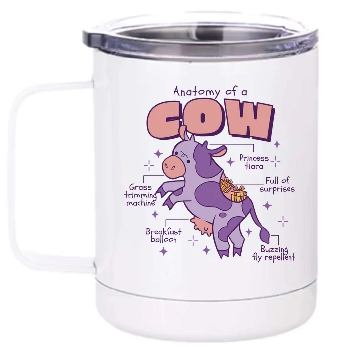 Cow Funny Anatomy Front & Back 12oz Stainless Steel Tumbler Cup