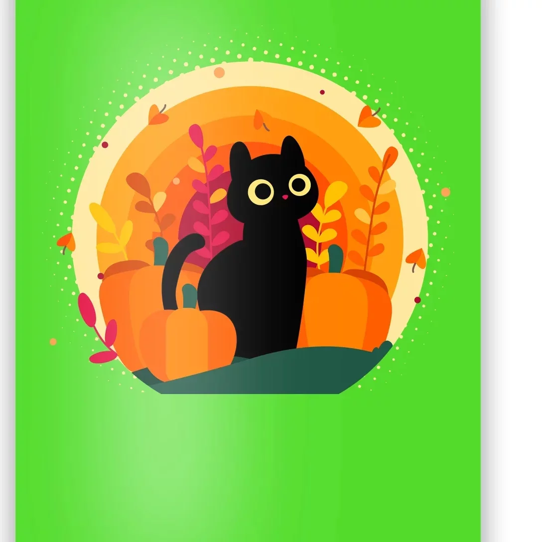 Cute Fall Autumn Lover Black Cat And Pumpkins Poster