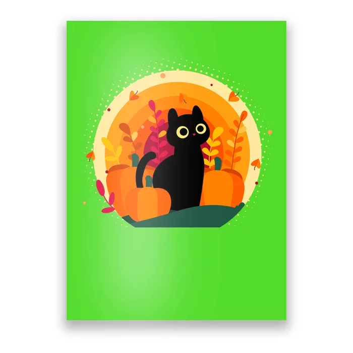 Cute Fall Autumn Lover Black Cat And Pumpkins Poster