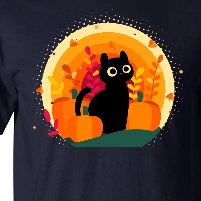 Cute Fall Autumn Lover Black Cat And Pumpkins Tall T-Shirt