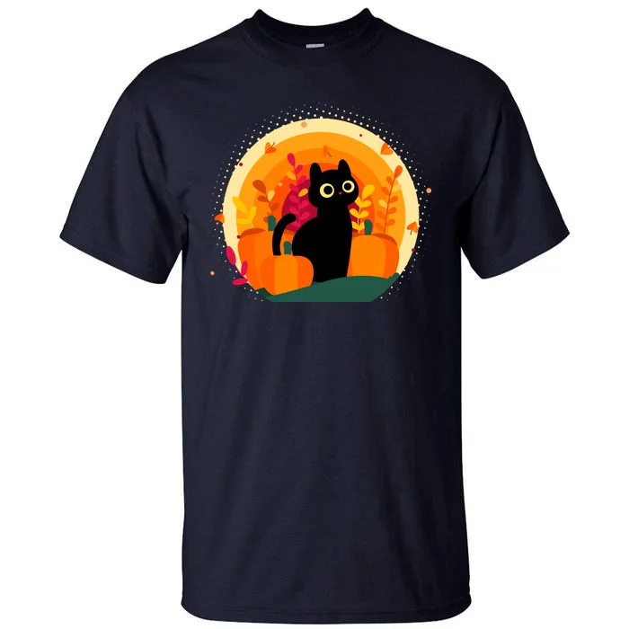 Cute Fall Autumn Lover Black Cat And Pumpkins Tall T-Shirt