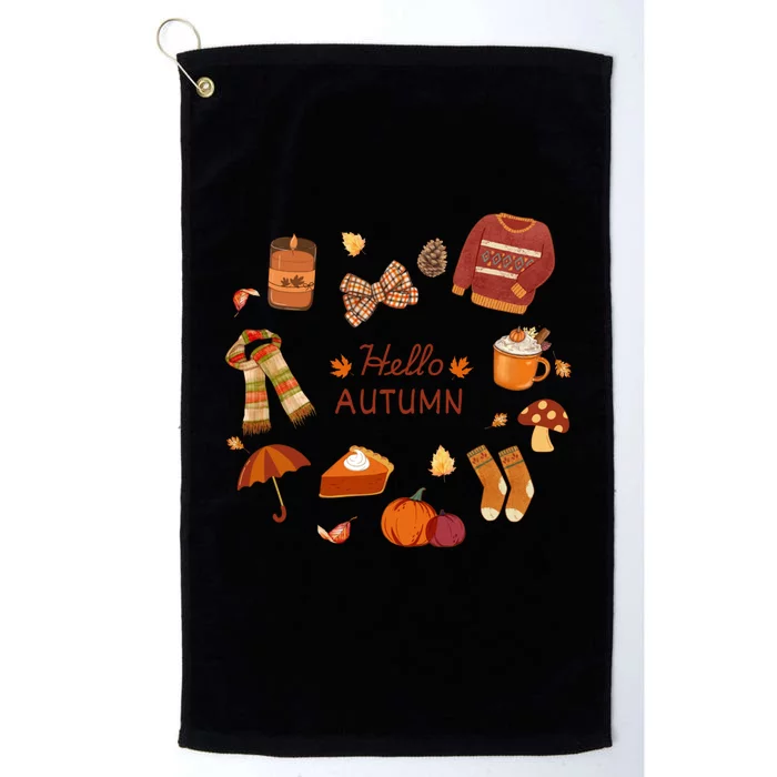 Cute Fall Autumn Little Things Retro Fall Hello Autumn Platinum Collection Golf Towel