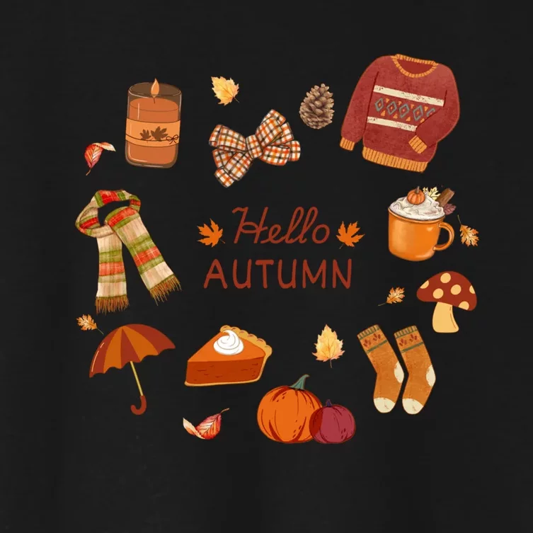 Cute Fall Autumn Little Things Retro Fall Hello Autumn Women's Crop Top Tee