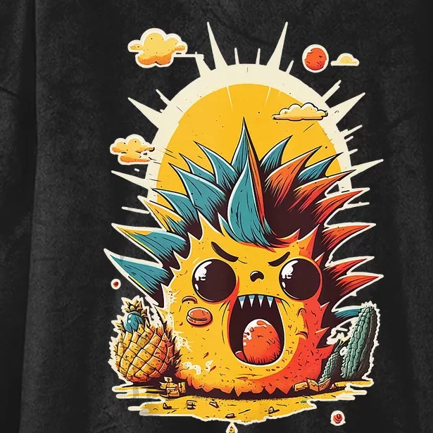 Cute Funny Angry Cartoon Pineapple Tank Top Hooded Wearable Blanket