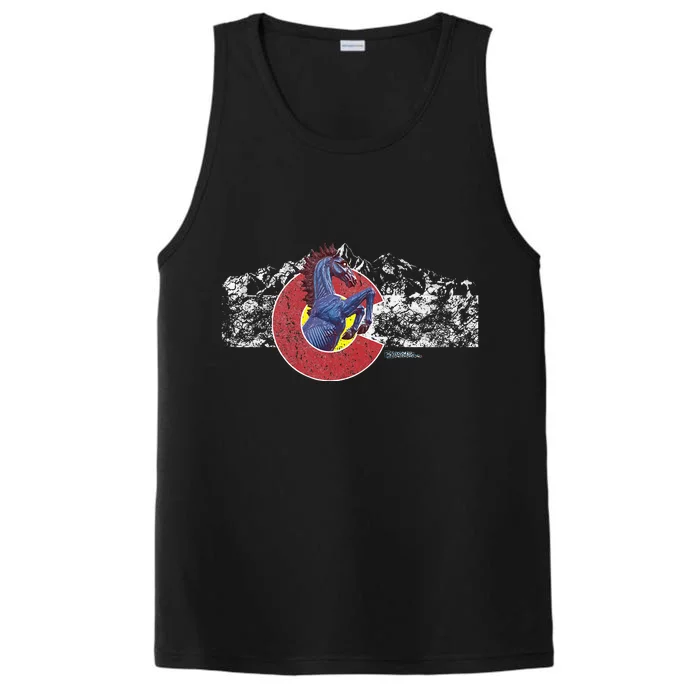 Colorado Flag And Blucifer Demon Horse Performance Tank