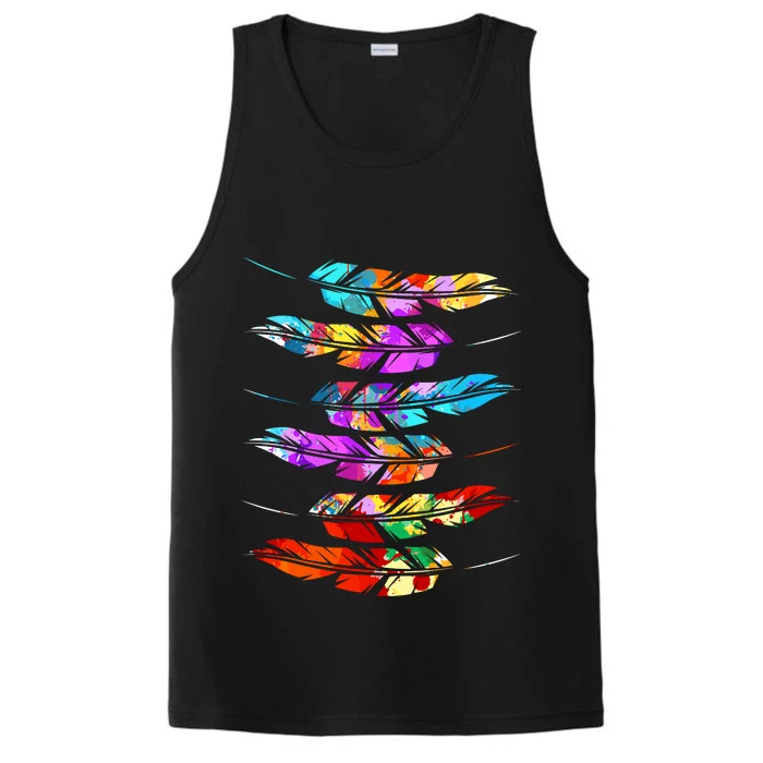 Colorful Feathers American Indian Pride Native American Performance Tank