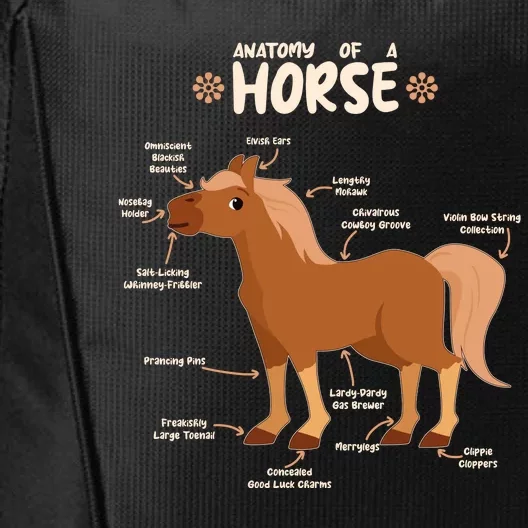 Cute Funny Anatomy Of A Horse Diagram City Backpack