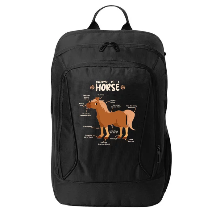 Cute Funny Anatomy Of A Horse Diagram City Backpack