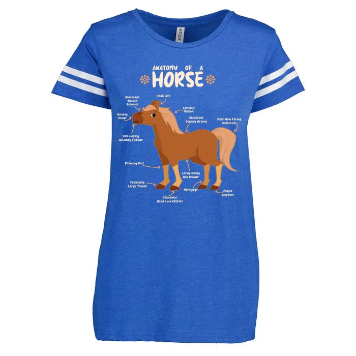 Cute Funny Anatomy Of A Horse Diagram Enza Ladies Jersey Football T-Shirt