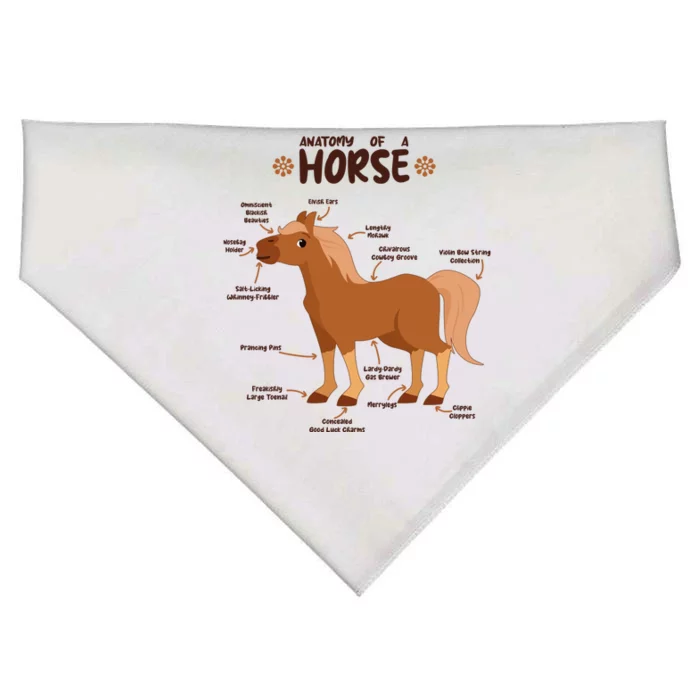 Cute Funny Anatomy Of A Horse Diagram USA-Made Doggie Bandana