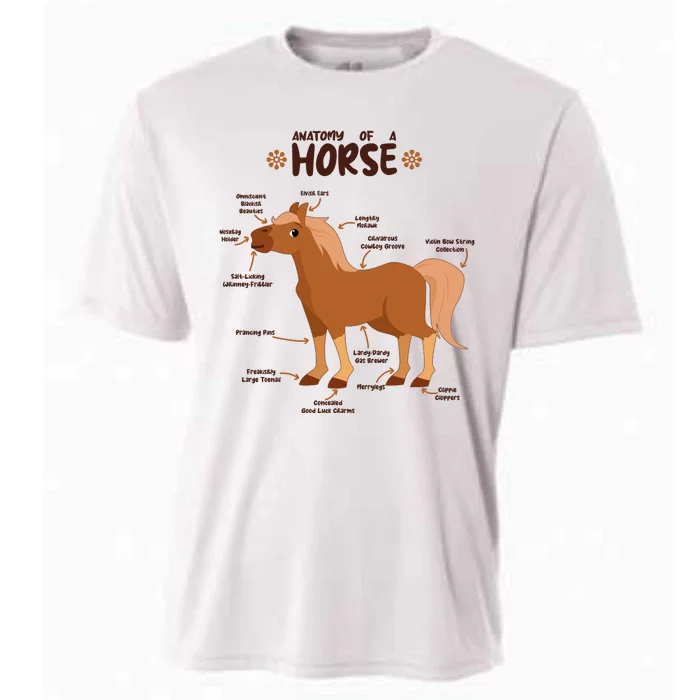 Cute Funny Anatomy Of A Horse Diagram Cooling Performance Crew T-Shirt