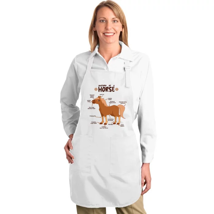 Cute Funny Anatomy Of A Horse Diagram Full-Length Apron With Pocket