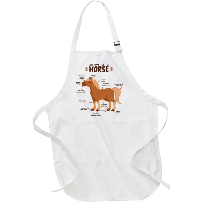 Cute Funny Anatomy Of A Horse Diagram Full-Length Apron With Pocket