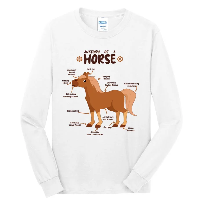 Cute Funny Anatomy Of A Horse Diagram Tall Long Sleeve T-Shirt