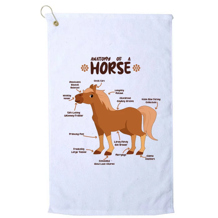 Cute Funny Anatomy Of A Horse Diagram Platinum Collection Golf Towel