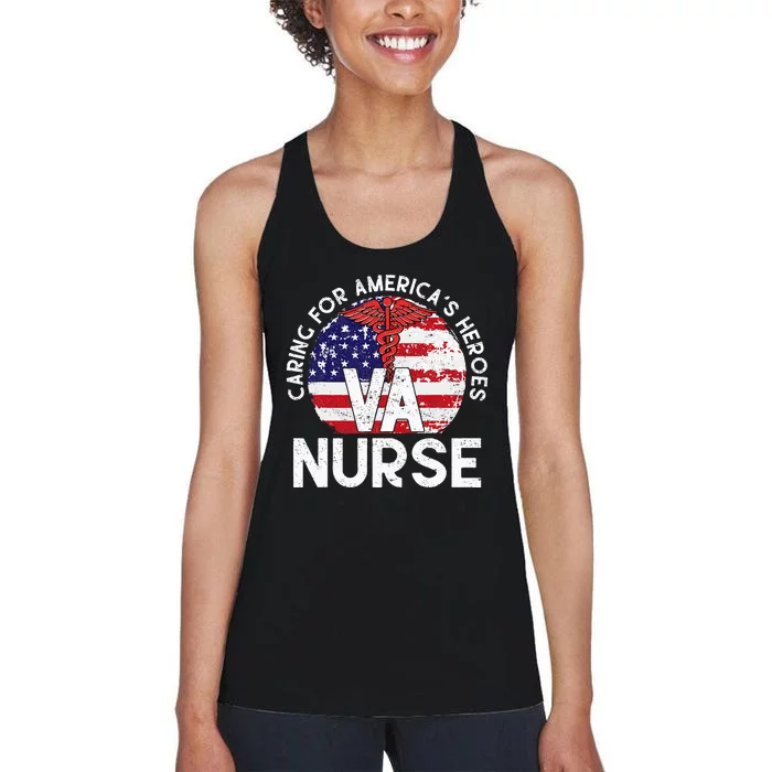 Caring For AmericaS Heroes Patriotic Va Nurse Women's Racerback Tank