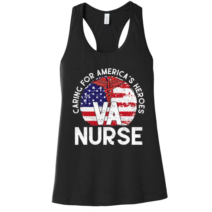 Caring For AmericaS Heroes Patriotic Va Nurse Women's Racerback Tank