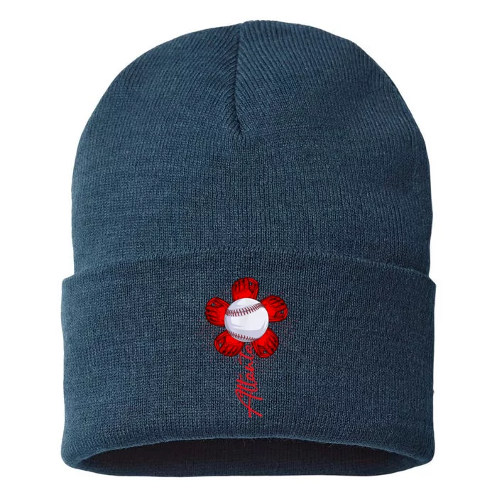 Cute Flower Atlanta Retro Baseball Lover Sustainable Knit Beanie