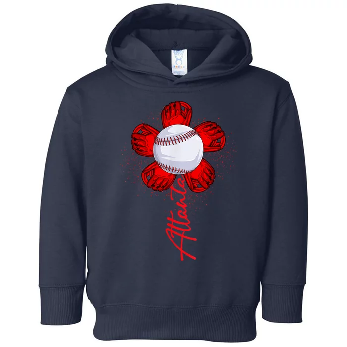 Cute Flower Atlanta Retro Baseball Lover Toddler Hoodie