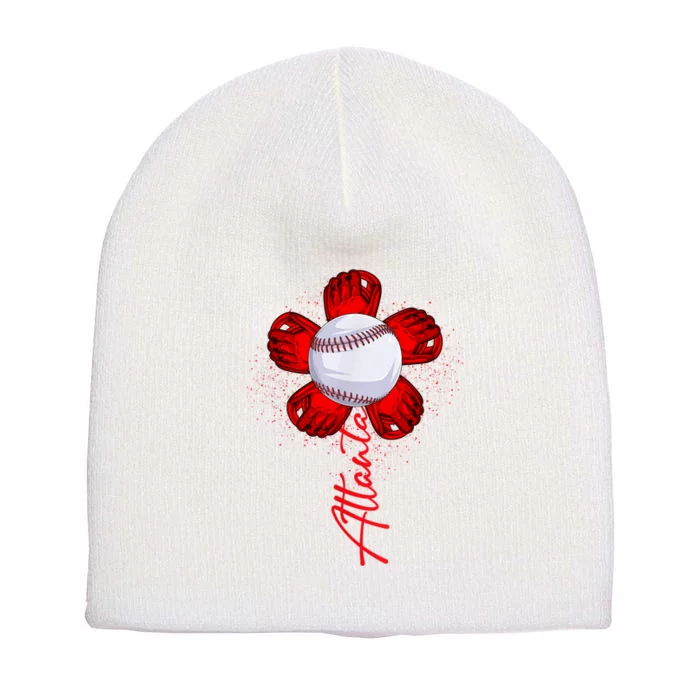 Cute Flower Atlanta Retro Baseball Lover Short Acrylic Beanie