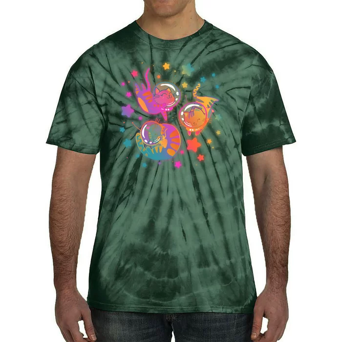 Cute Funny Astronaut Space Kitty Cats Tie-Dye T-Shirt